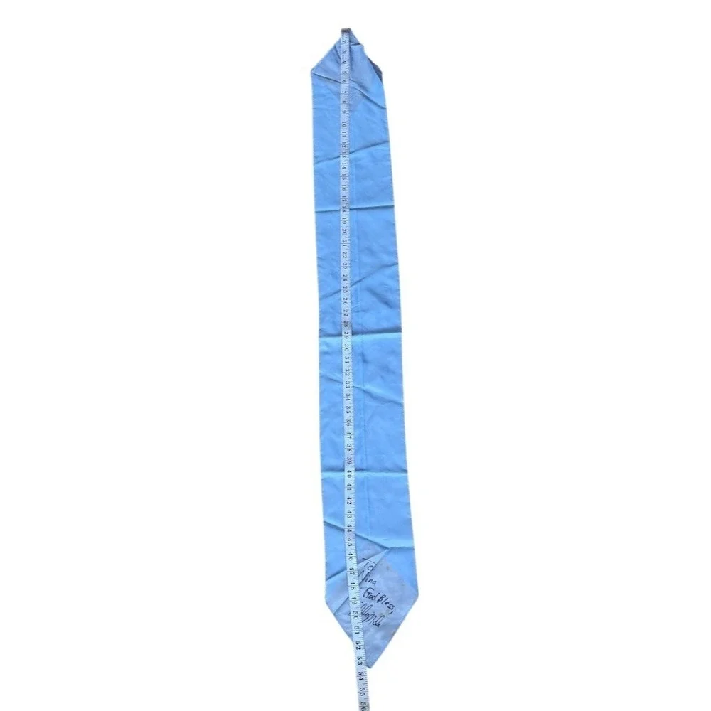Vintage Light Blue Scarf Neckerchief Signed Nina Eddie Miles Elvis‎ impersonator
